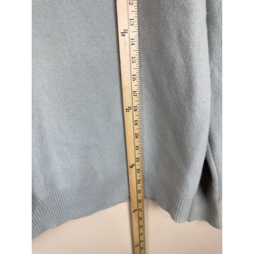 Camela Women’s V-Neck Sweater, Gray-Green, Embroidered Logo, Size 42/L Lambswool - Picture 7 of 10